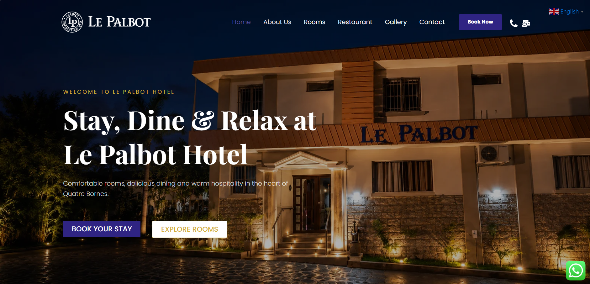 Le Palbot Hotel website screenshot